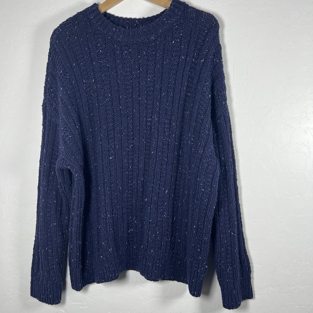 Natural Reflections Chunky Crew Neck Sweater Women's Navy Blue Size Large
